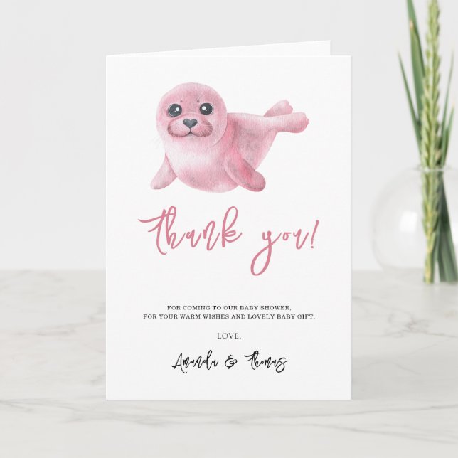 Watercolor pink seal - thank you (Front)