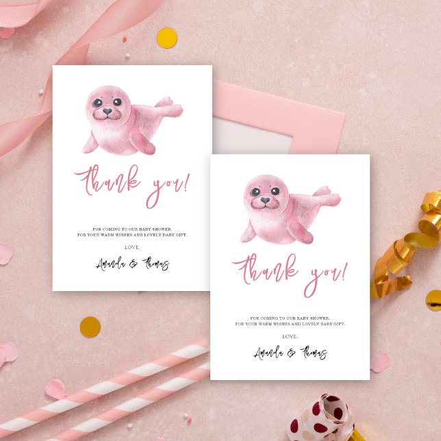 Watercolor pink seal - thank you card (Creator Uploaded)