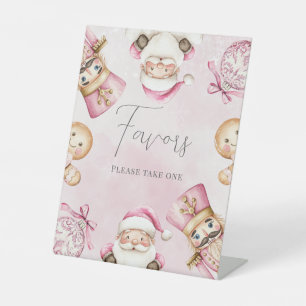 watercolor Pink snow 1st birthday Christmas favor Pedestal Sign