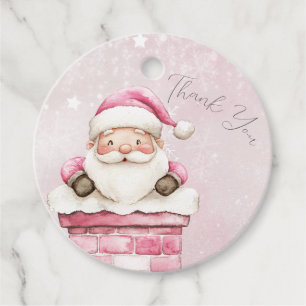 watercolor Pink snow 1st birthday Christmas  Favor Tags