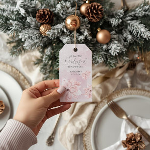 watercolor Pink snow 1st birthday Christmas  Gift Tags