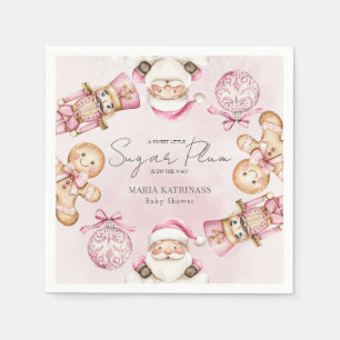 watercolor Pink snow Babyshower Christmas Napkins