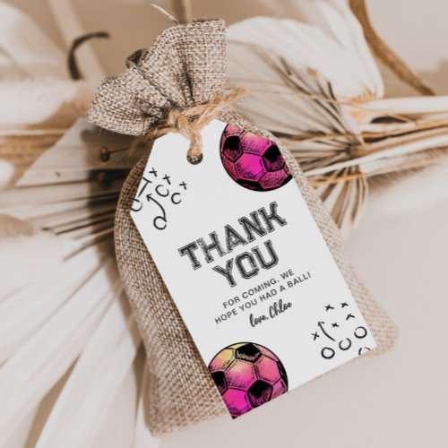 Watercolor Pink Soccer Favor Tags