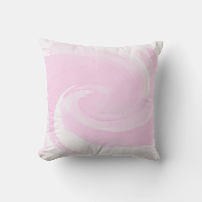 Watercolor Pink Spiral Brush Strokes Throw Pillow (Front)