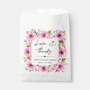 Watercolor Pink Spring Cherry Blossoms Quinceanera Favor Bag