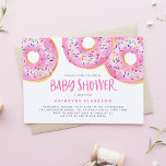 Watercolor Pink Sprinkle Donuts Baby Shower Invitation<br><div class="desc">Invite family and friends with this customizable baby shower invitation. It features watercolor pink donuts with colorful sprinkles . Personalize this donut baby shower invitation by adding a name,  date,  time,  venue and other details. This pink donuts baby shower invitation is perfect for It's a Girl baby showers.</div>