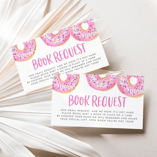 Watercolor Pink Sprinkle Donuts Book Request Enclosure Card