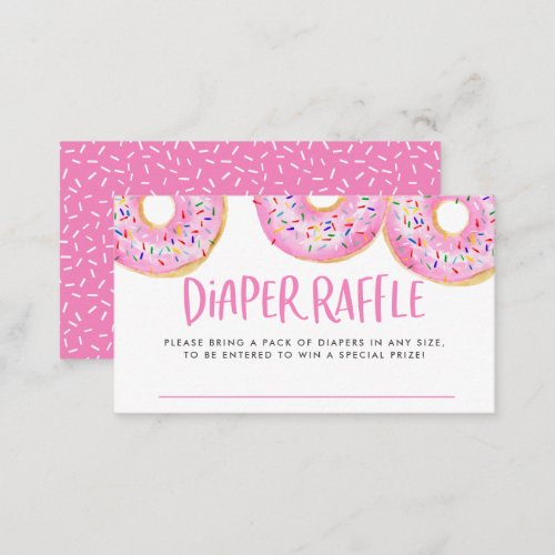 Watercolor Pink Sprinkle Donuts Diaper Raffle Game Enclosure Card