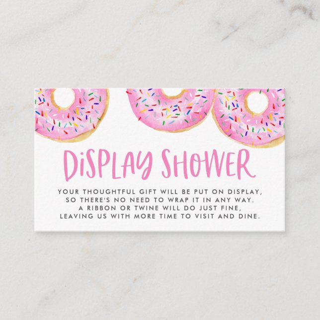 Watercolor Pink Sprinkle Donuts Display Shower Enclosure Card (Front)