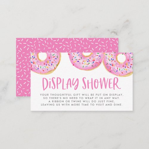Watercolor Pink Sprinkle Donuts Display Shower Enclosure Card