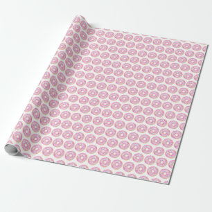 Watercolor Pink Sprinkle Donuts Pattern Wrapping Paper
