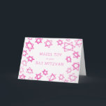 Watercolor Pink Stars MAZEL TOV Bat Mitzvah  Card<br><div class="desc">Perfect fun MAZEL TOV card to send for a bat mitzvah, bar mitzvah or other Jewish celebration! Hand made watercolor art for you on the front and blank inside! FULLY CUSTOMIZABLE! Click on “Personalize” above to edit the text. Click "edit using design tool" to adjust the fonts, colors and placements....</div>