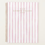 Watercolor Pink Stripes Modern Planner<br><div class="desc">Stay chic and organized all year with this watercolor pink stripes planner. The hand-painted stripe design in soft blush tones paired with elegant gold typography creates a perfect balance of modern style and sophistication. Ideal for students, professionals, or busy moms keeping track of their schedules. Also makes a thoughtful Christmas...</div>
