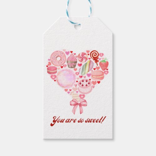 watercolor pink Sweet heart Valentines Day  Gift Tags