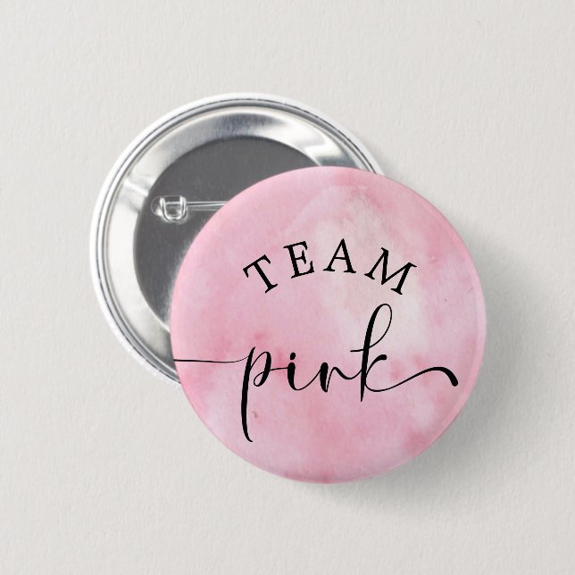 Watercolor Pink Team Pink Button (Front & Back)