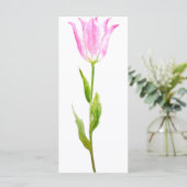 Watercolor Pink Tulip Mini Book Mark Rock Card (Standing Front)