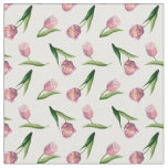 Watercolor Pink Tulips Seamless Pattern Fabric