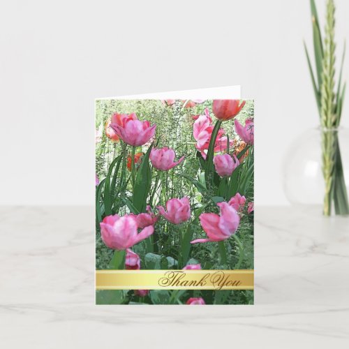Watercolor Pink Tulips Thank You Card