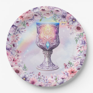 Watercolor Pink Unicorn and Fairy Magic Glass Paper Plates