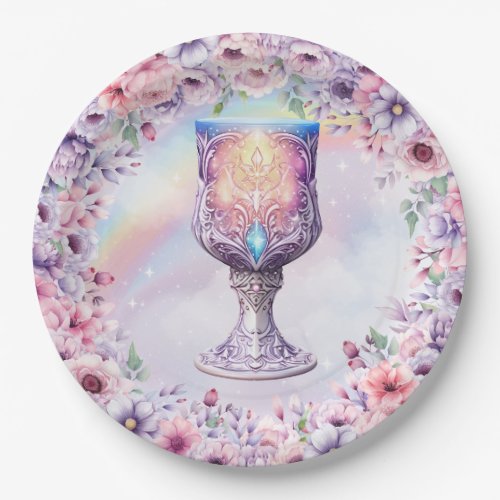 Watercolor Pink Unicorn and Fairy Magic Glass Paper Plates