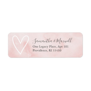 Watercolor Pink Valentine Heart Address Labels