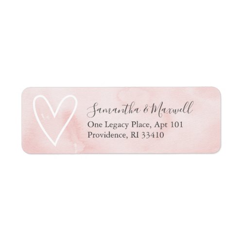 Watercolor Pink Valentine Heart Address Labels