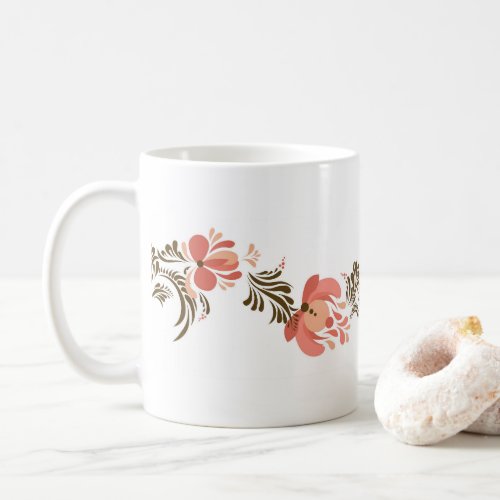 Watercolor pink wavy floral Valentine day vibes Coffee Mug