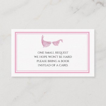 Watercolor Pink Whale Please Bring A Book Card by LaurEvansDesign at Zazzle