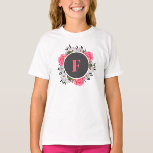 Watercolor Pink White Flowers Wreath Circle T-Shirt