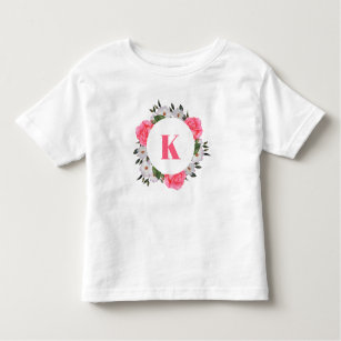 Watercolor Pink White Flowers Wreath Circle Toddler T-shirt