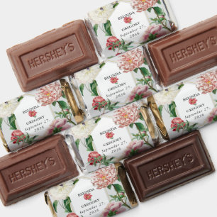 Watercolor Pink White Peonies Flowers Wedding Hershey's Miniatures