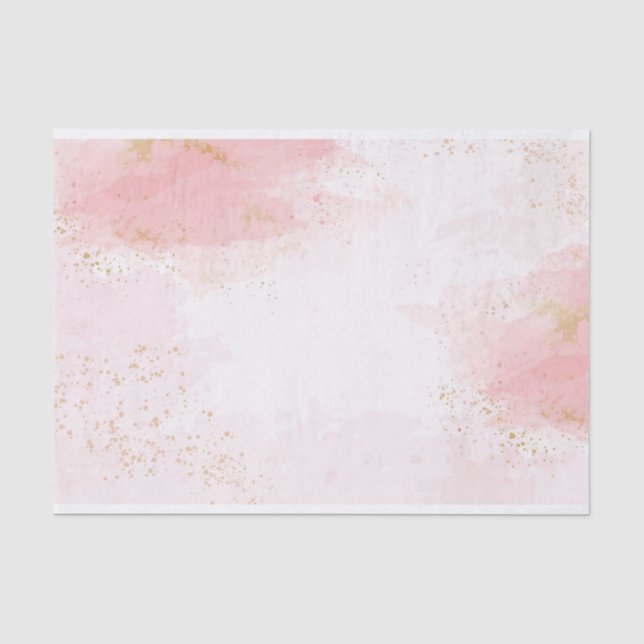 Watercolor pink & white with Gold splash Tissue Paper (Front)