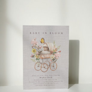 Watercolor Pink Wildflower Baby Shower  Invitation
