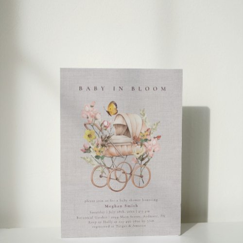 Watercolor Pink Wildflower Baby Shower  Invitation