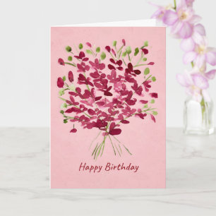 Watercolor Pink Wildflower Bouquet Birthday Card