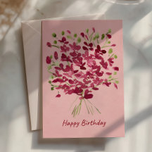 Watercolor Pink Wildflower Bouquet Birthday