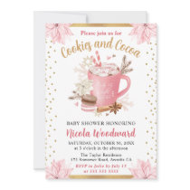 Watercolor Pink Winter Cookies & Cocoa Baby Shower Invitation
