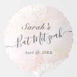 Watercolor Pink x Gold Bat Mitzvah Balloon<br><div class="desc">This chic and elegant bat mitzvah balloon features a white background with blush pink brush strokes in watercolor and faux gold splatters. Personalize it for your needs. You can find more matching products at my store.</div>