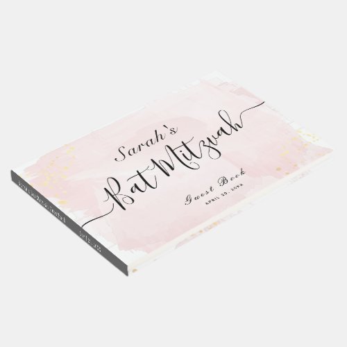 Watercolor Pink x Gold Bat Mitzvah Guest Book