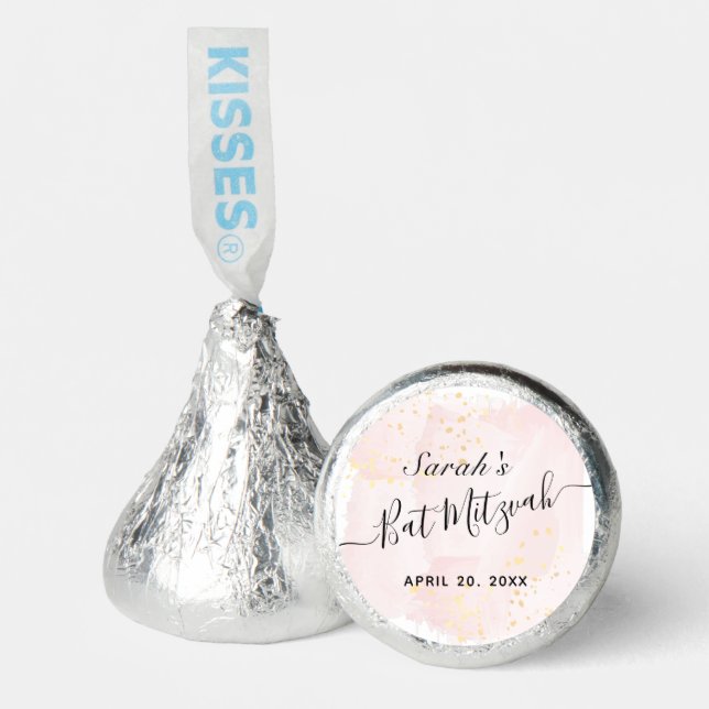 Watercolor Pink x Gold Bat Mitzvah Hershey®'s Kisses® (Front)