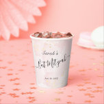 Watercolor Pink x Gold Bat Mitzvah Paper Cups<br><div class="desc">This chic and elegant bat mitzvah paper cup feature a white background with blush pink brush strokes in watercolor and faux gold splatters. Personalize it for your needs. You can find more matching products at my store.</div>