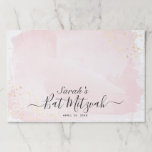 Watercolor Pink x Gold Bat Mitzvah Placemat<br><div class="desc">This chic and elegant bat mitzvah paper placemat/tearaway placemat/paper pads features a white background with blush pink brush strokes in watercolor and faux gold splatters. Personalize it for your needs. You can find more matching products at my store.</div>