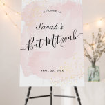 Watercolor Pink x Gold Bat Mitzvah Welcome Foam Bo Board<br><div class="desc">This chic and elegant bat mitzvah welcome sign foam board features a white background with blush pink brush strokes in watercolor and faux gold splatters. Personalize it for your needs. You can find more matching products at my store.</div>
