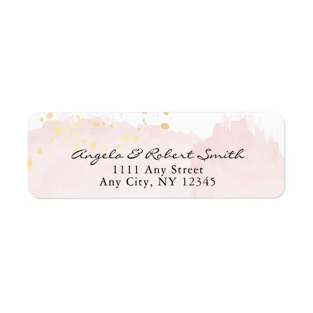 Watercolor Pink x Gold Modern Return Address Label | Zazzle