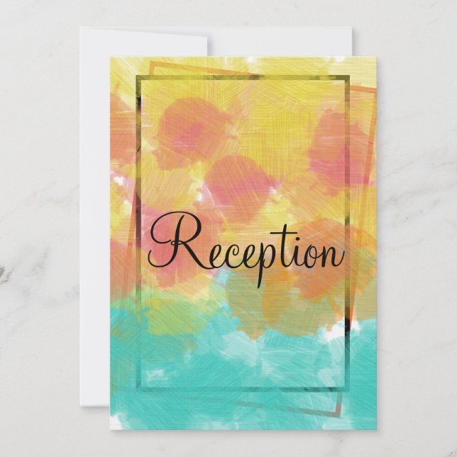 Watercolor Pink Yellow Blue Geometric Wedding Invitation (Front)