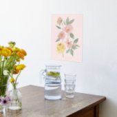 Watercolor Pink Yellow Floral Botanical Polka Dot Foil Prints (Laydown (Kitchen))