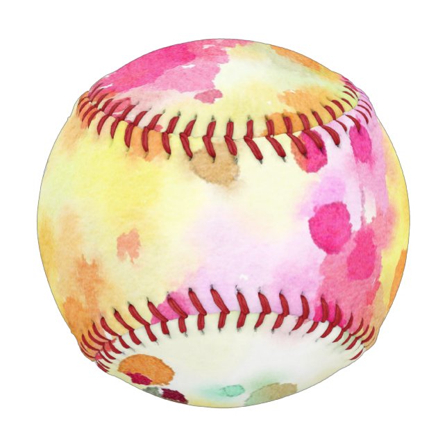 Watercolor Pink Yellow Orange Art Baseball (Front)