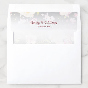 Watercolor Pink Yellow Roses,black blurred,Wedding Envelope Liner