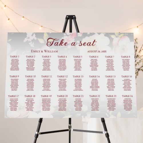 Watercolor Pink Yellow Rosesblack blurredWedding Foam Board