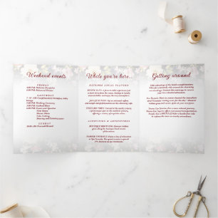Watercolor Pink Yellow Roses,black blurred,Wedding Tri-Fold Program